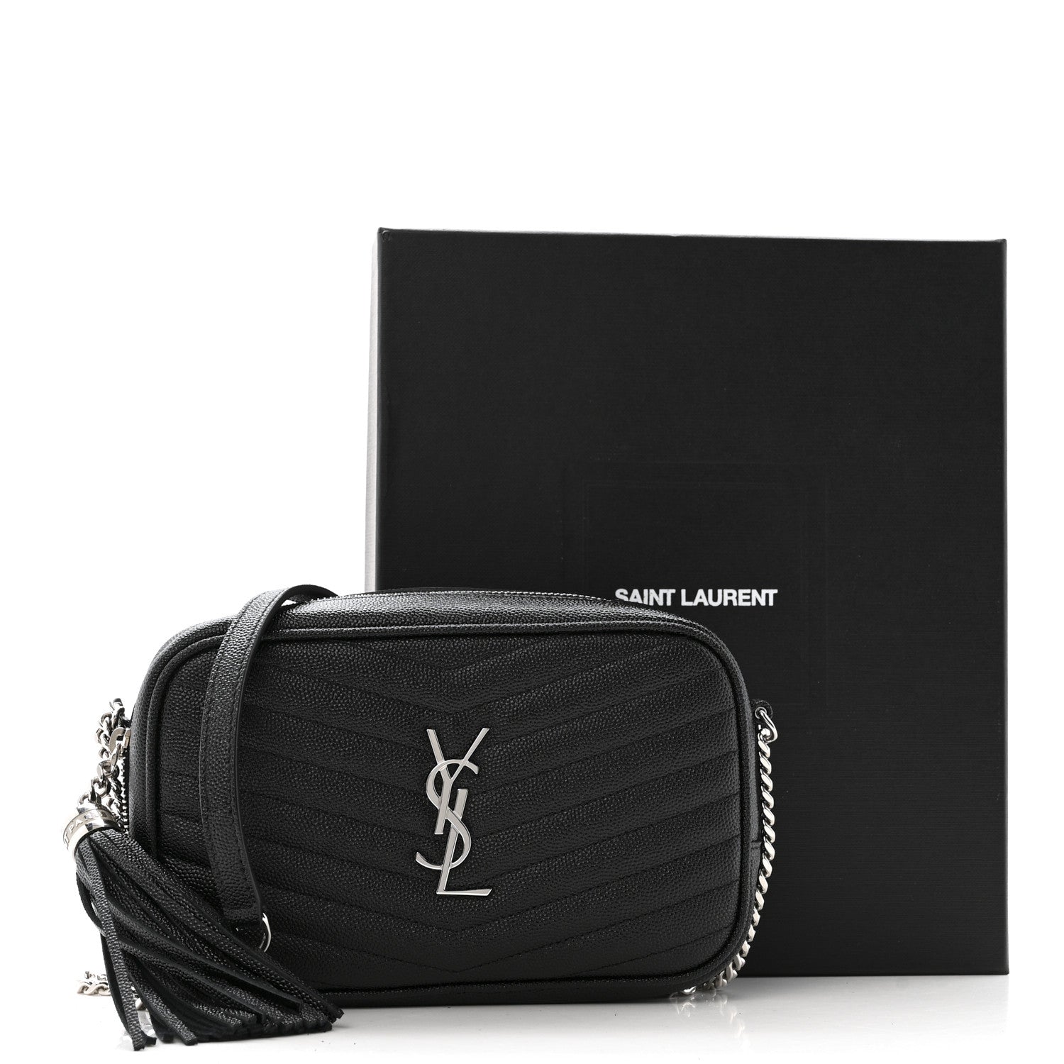 Saint Laurent Grain De Poudre Matelasse Monogram Mini Lou Camera Bag Black 13 of 13
