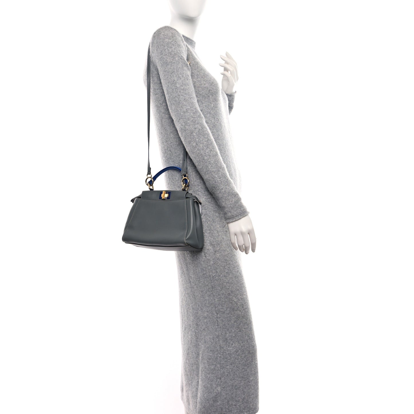 Nappa Colorblock Mini Peekaboo Iconic Satchel Grigio Chiaro Fragola Blue