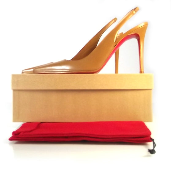 Christian Louboutin Leather Hai 100 Slingback Pumps 39.5 Camel 3 of 8
