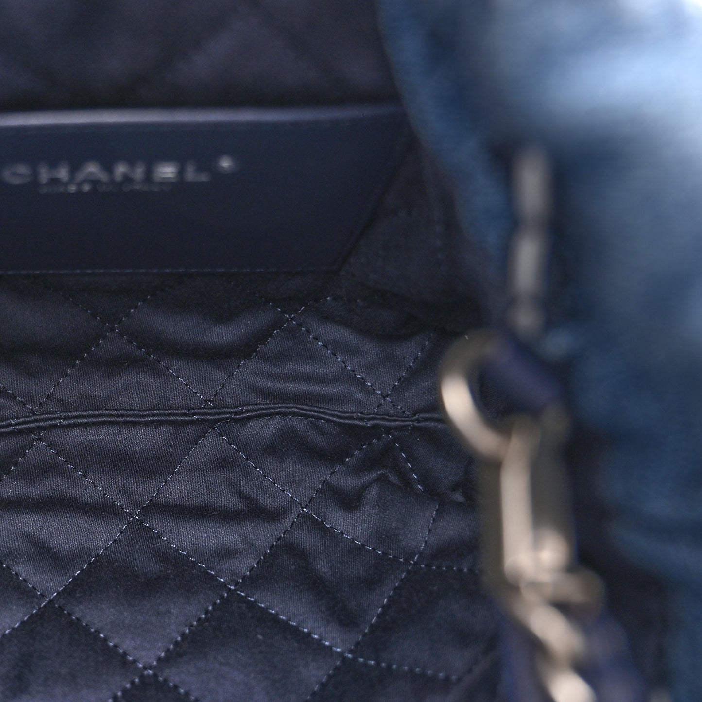 Denim Stitched Quilted Mini Chanel 22 Blue