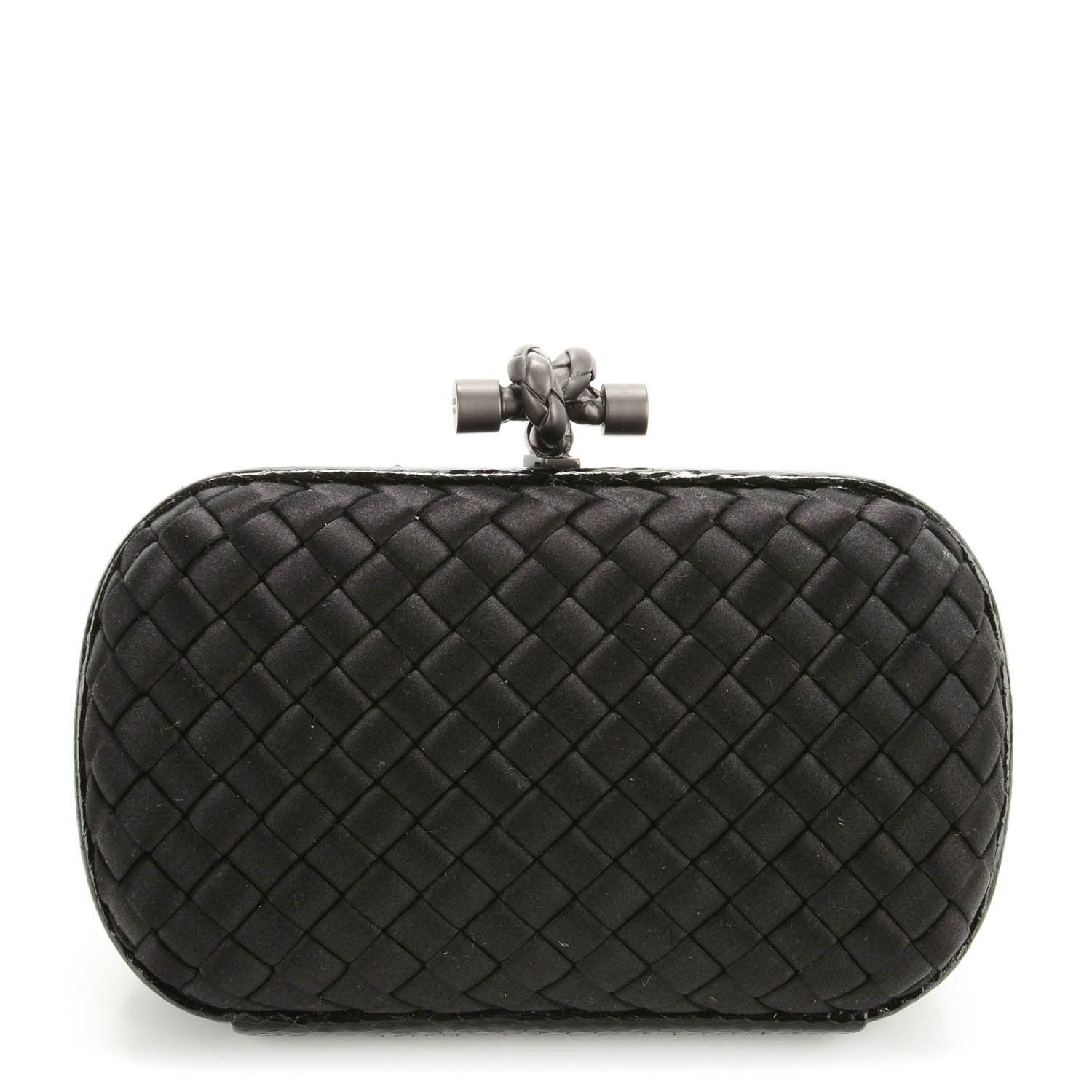 Bottega Veneta Satin Intreccio Impero Ayers Knot Clutch Black 1 of 6