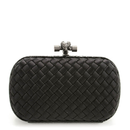 Bottega Veneta Satin Intreccio Impero Ayers Knot Clutch Black 1 of 6