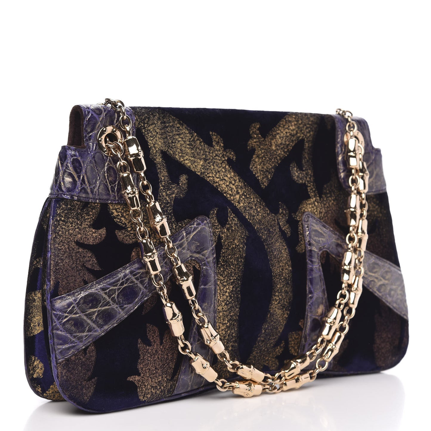 Velvet Alligator Tom Ford Jeweled Dragon Shoulder Bag Purple Gold