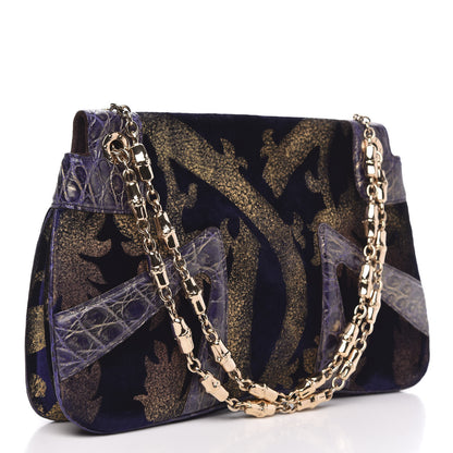 Gucci Velvet Alligator Tom Ford Jeweled Dragon Shoulder Bag Purple Gold 3 of 11