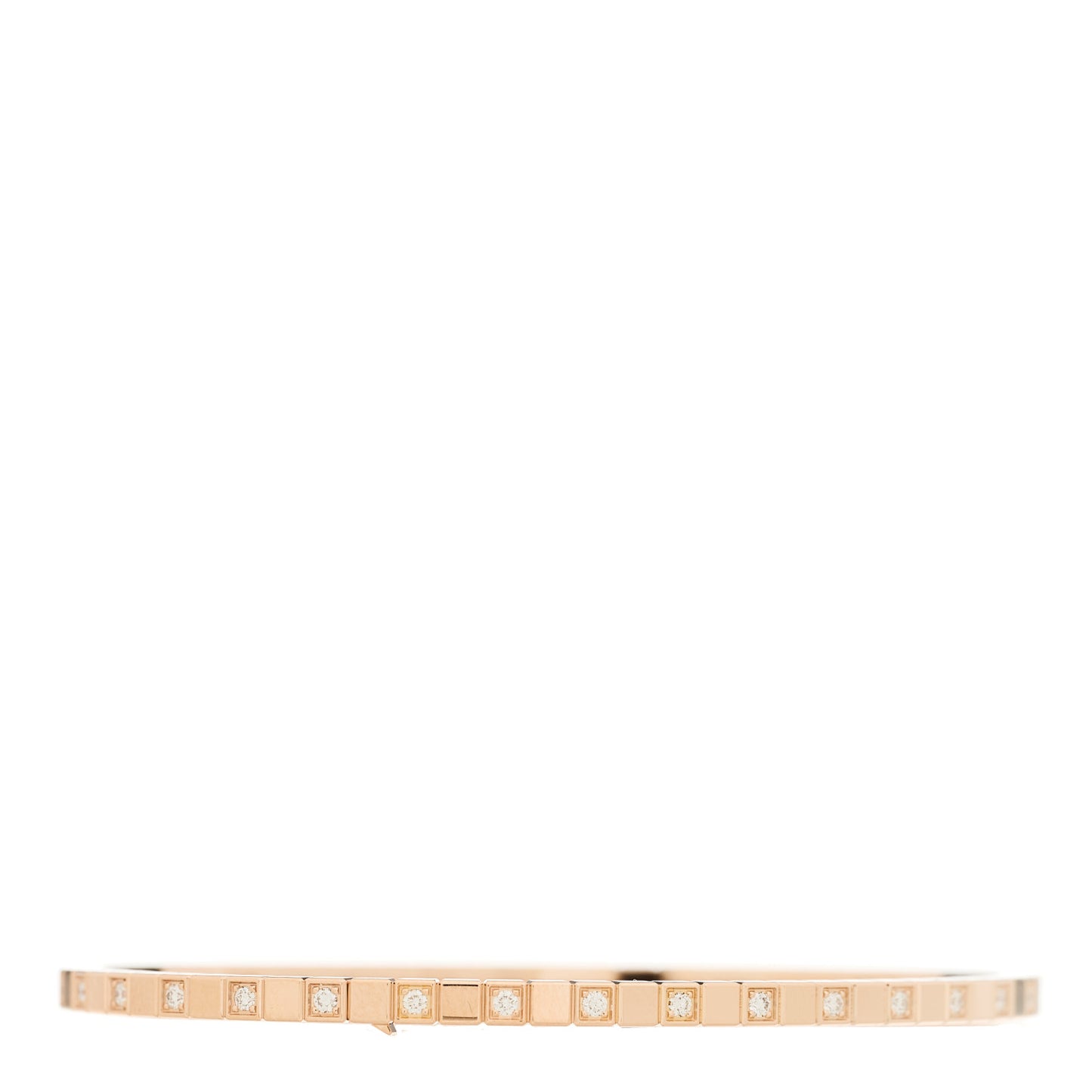 18K Rose Gold Diamond Ice Cube Half Set Bangle Bracelet