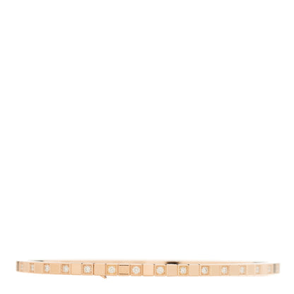 Chopard 18K Rose Gold Diamond Ice Cube Half Set Bangle Bracelet 1 of 4