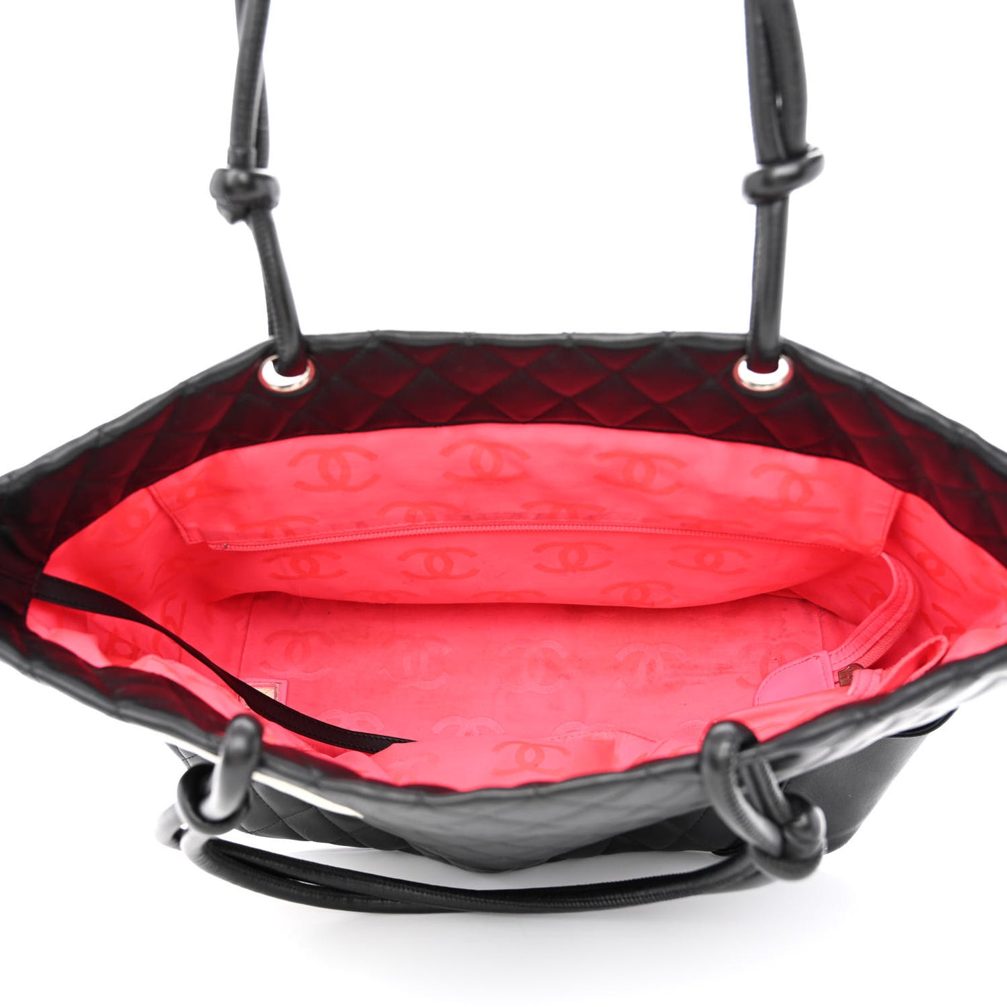Calfskin Quilted Large Cambon Tote Black White