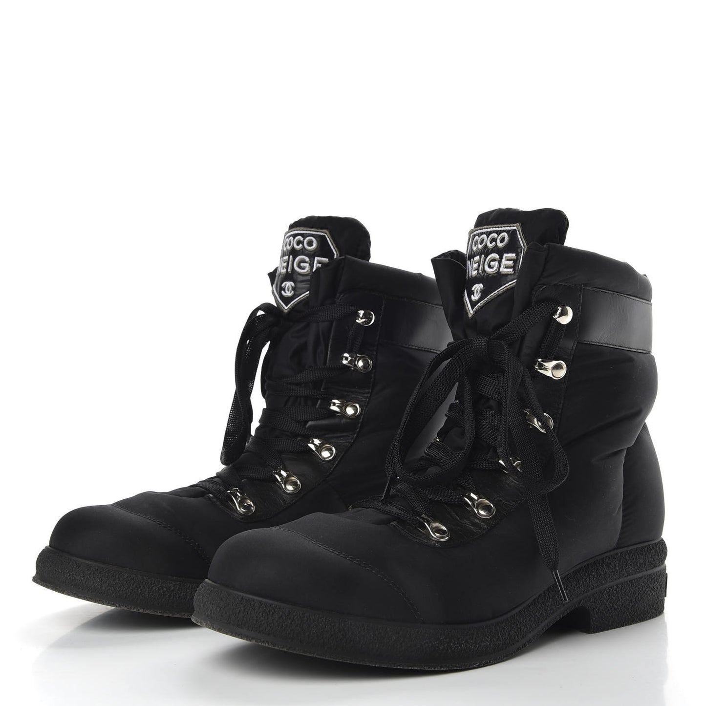 Nylon Calfskin Womens Coco Neige Short Boots 40 Black