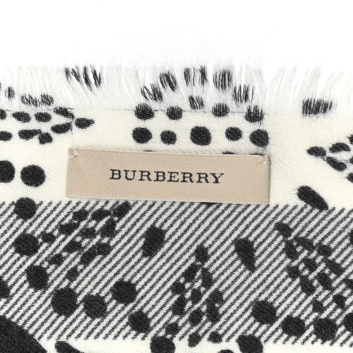 Cashmere Giant Check Patchwork Lace Print Scarf Black White