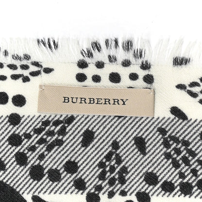 Burberry Cashmere Giant Check Patchwork Lace Print Scarf Black White 3 of 5