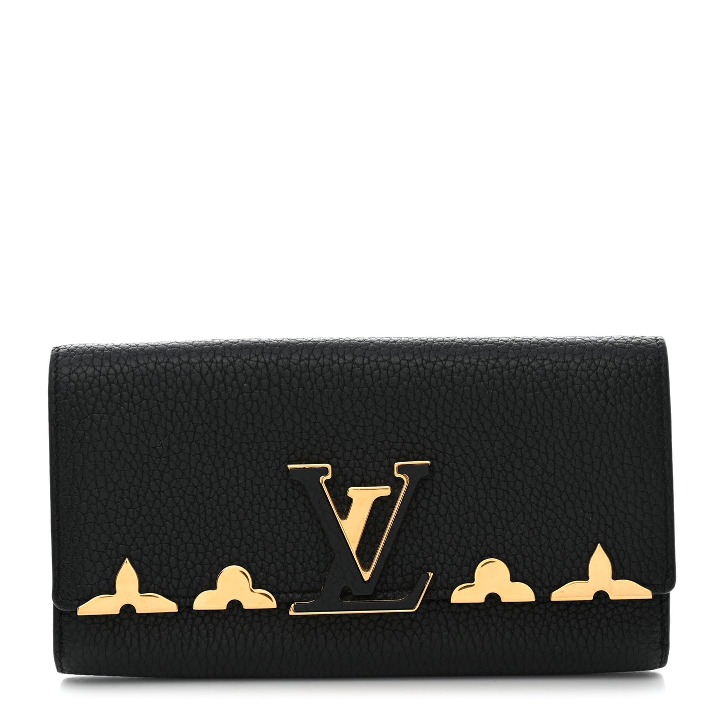 Taurillon Embellished Capucines Long Wallet Black