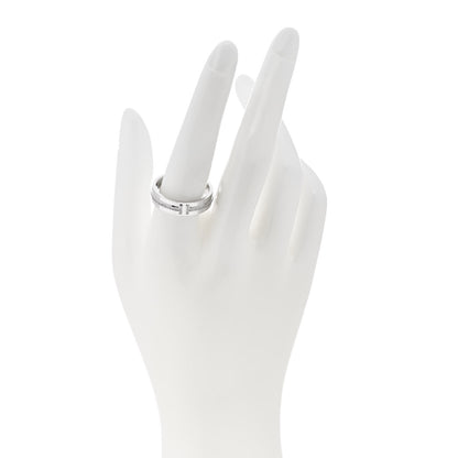 Tiffany 18K White Gold Diamond Wide T Two Ring 60 9 2 of 5