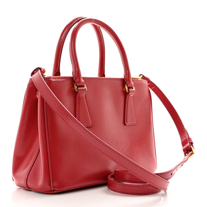Prada Saffiano Vernice Mini Galleria Double Zip Tote Peonia 3 of 11