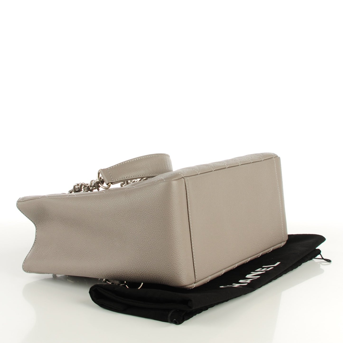 Caviar Quilted Grand Shopping Tote GST Light Grey