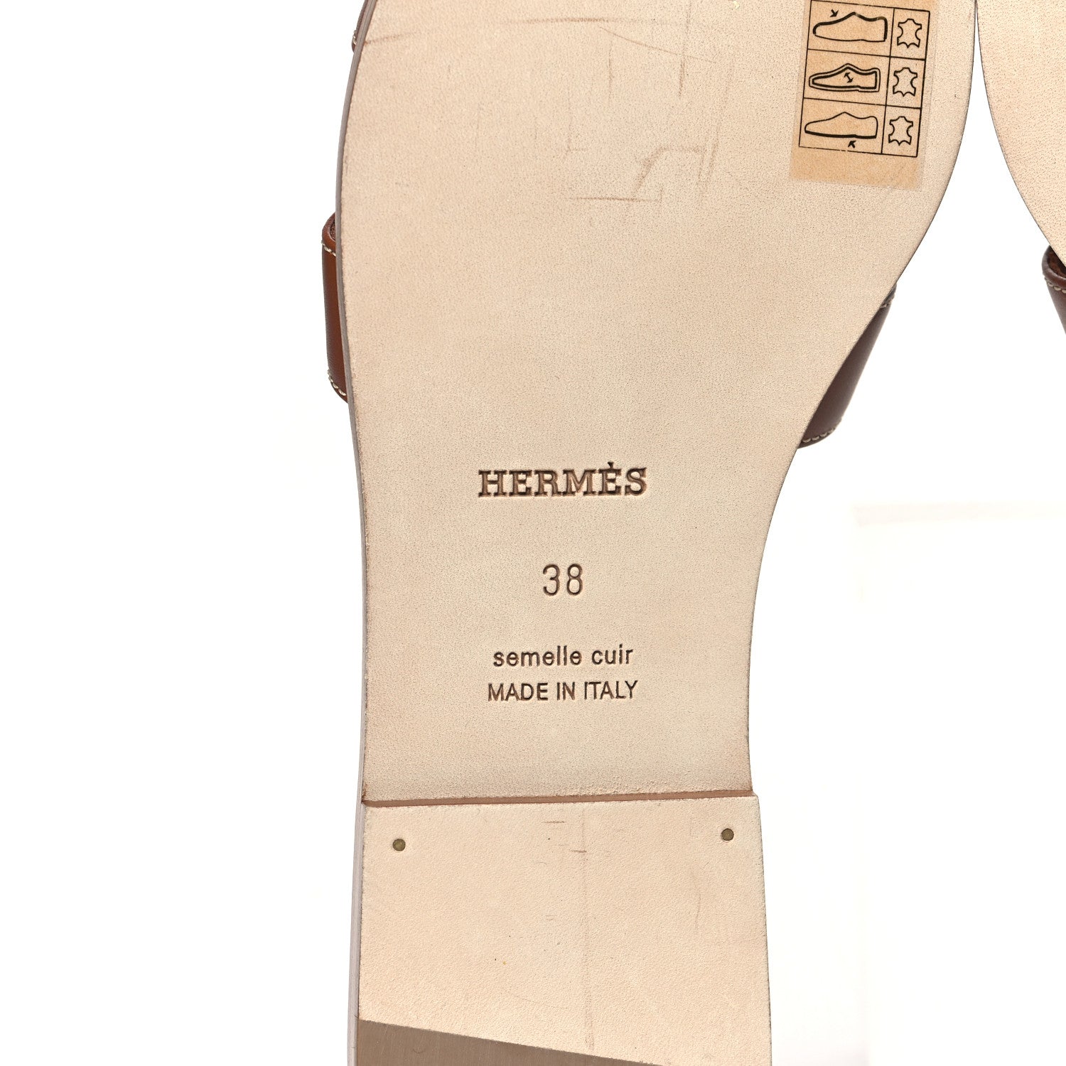 Hermes Box Calfskin Oran Sandals 38 Gold 7 of 9