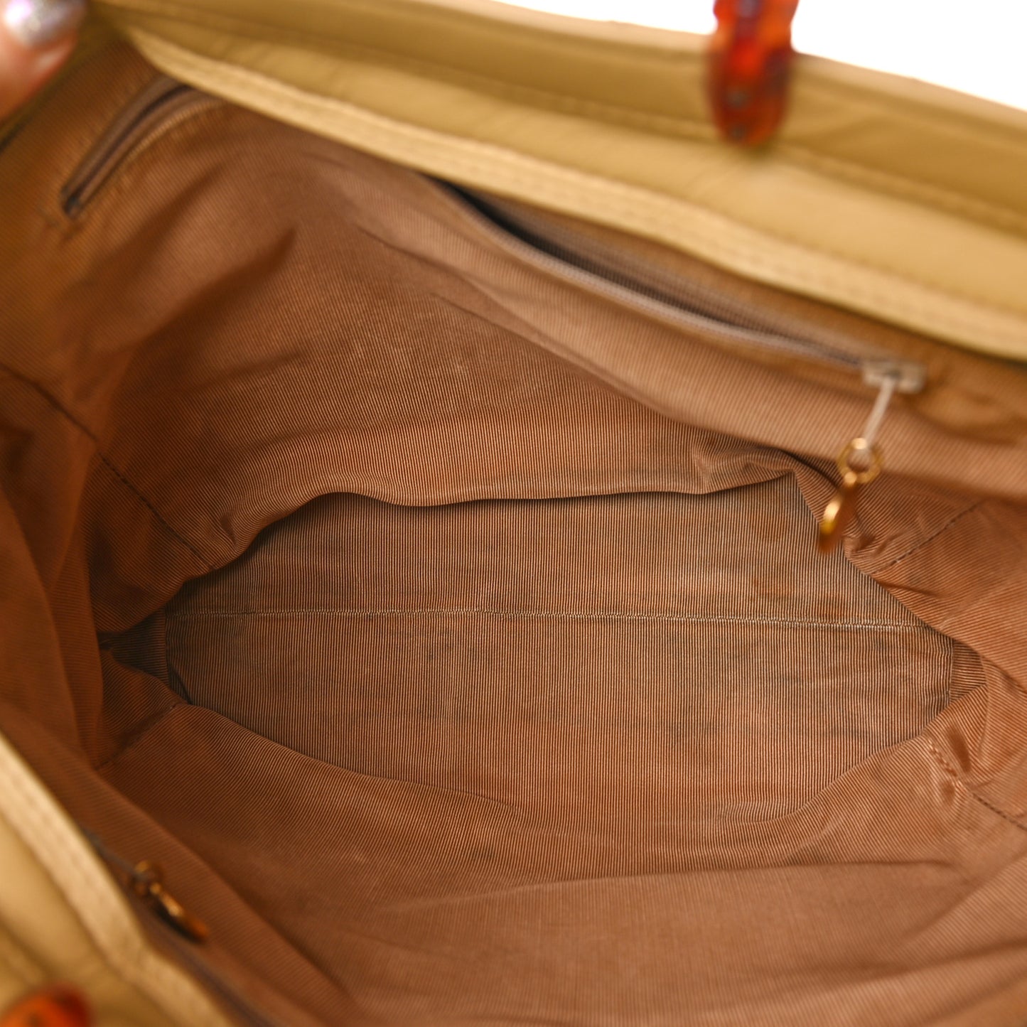 Lambskin CC Tortoise Handle Tote Beige