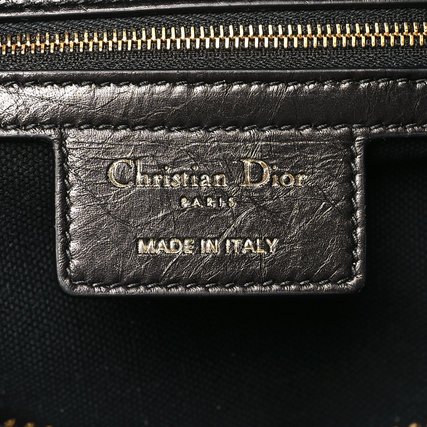 Crinkled Calfskin Macrocannage Medium D-Journey Bag Black
