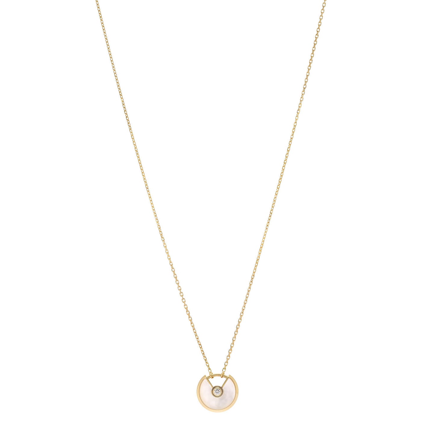 18K Yellow Gold Diamond Mother of Pearl XS Amulette de Cartier Pendant Necklace