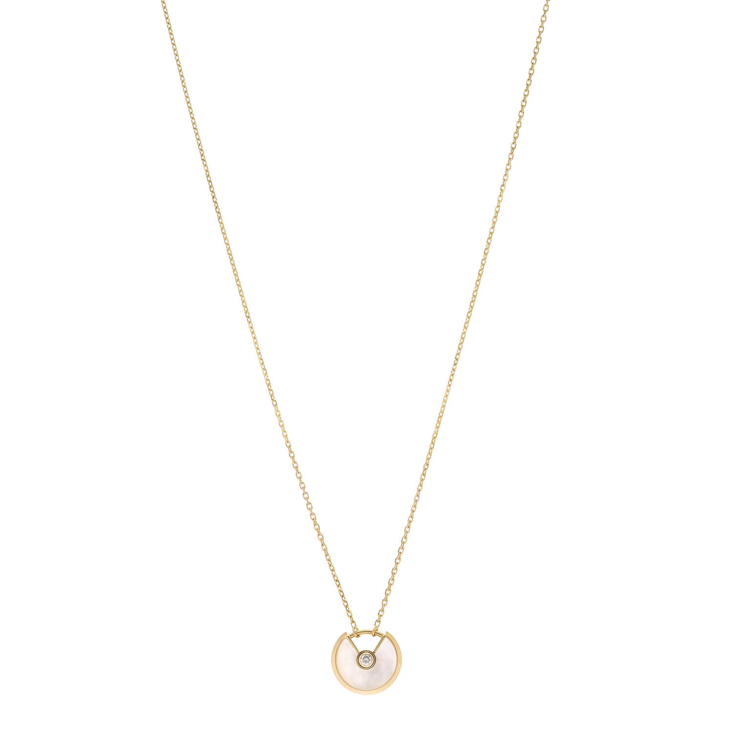 Cartier 18K Yellow Gold Diamond Mother of Pearl XS Amulette de Cartier Pendant Necklace 1 of 6