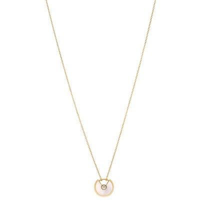 Cartier 18K Yellow Gold Diamond Mother of Pearl XS Amulette de Cartier Pendant Necklace 1 of 6