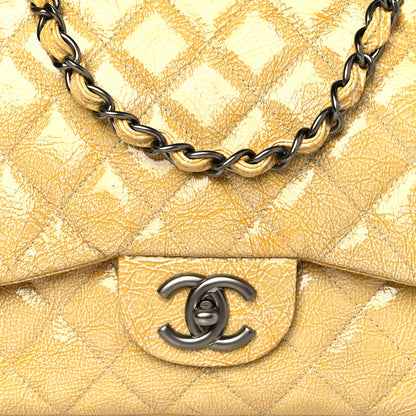 Chanel Crinkled Patent Quilted Jumbo Single Flap Light Beige 8 of 10