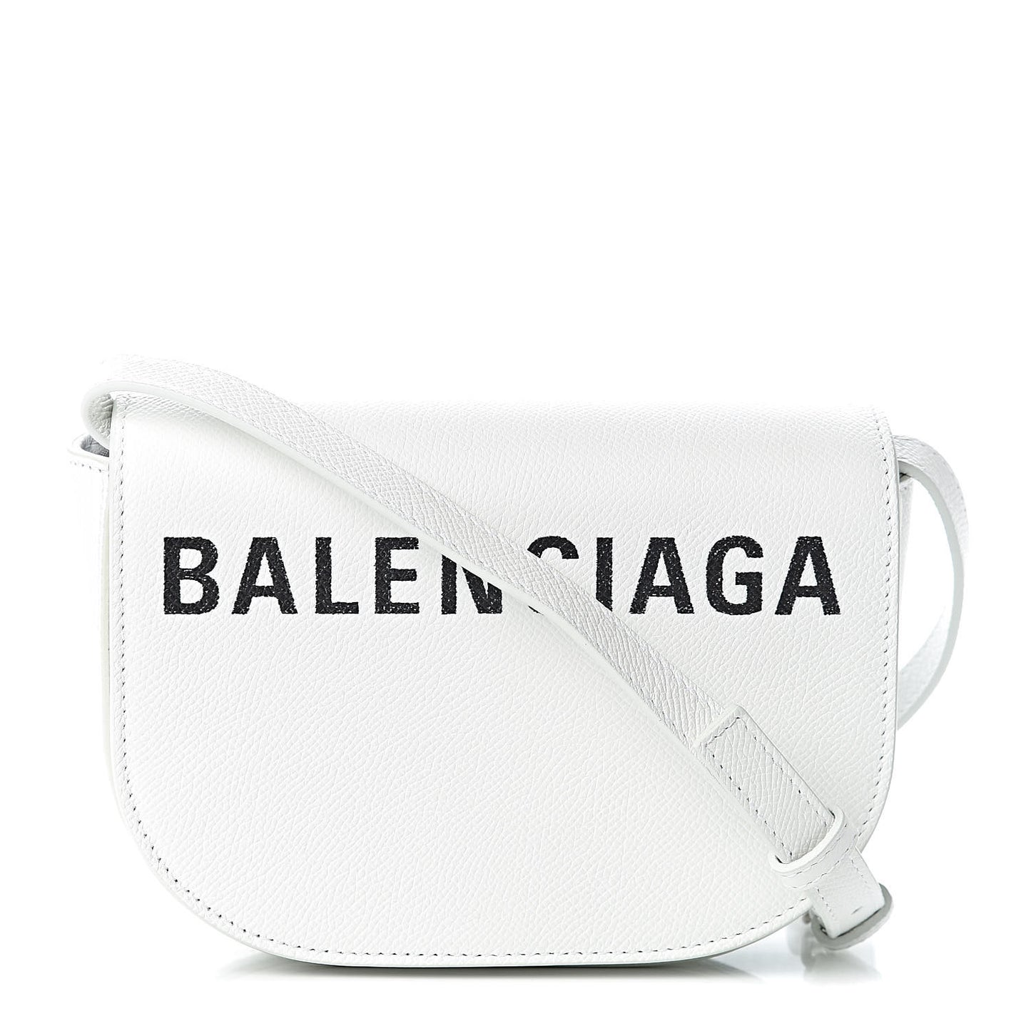 Grained Calfskin Logo Print Ville Day Bag XS White