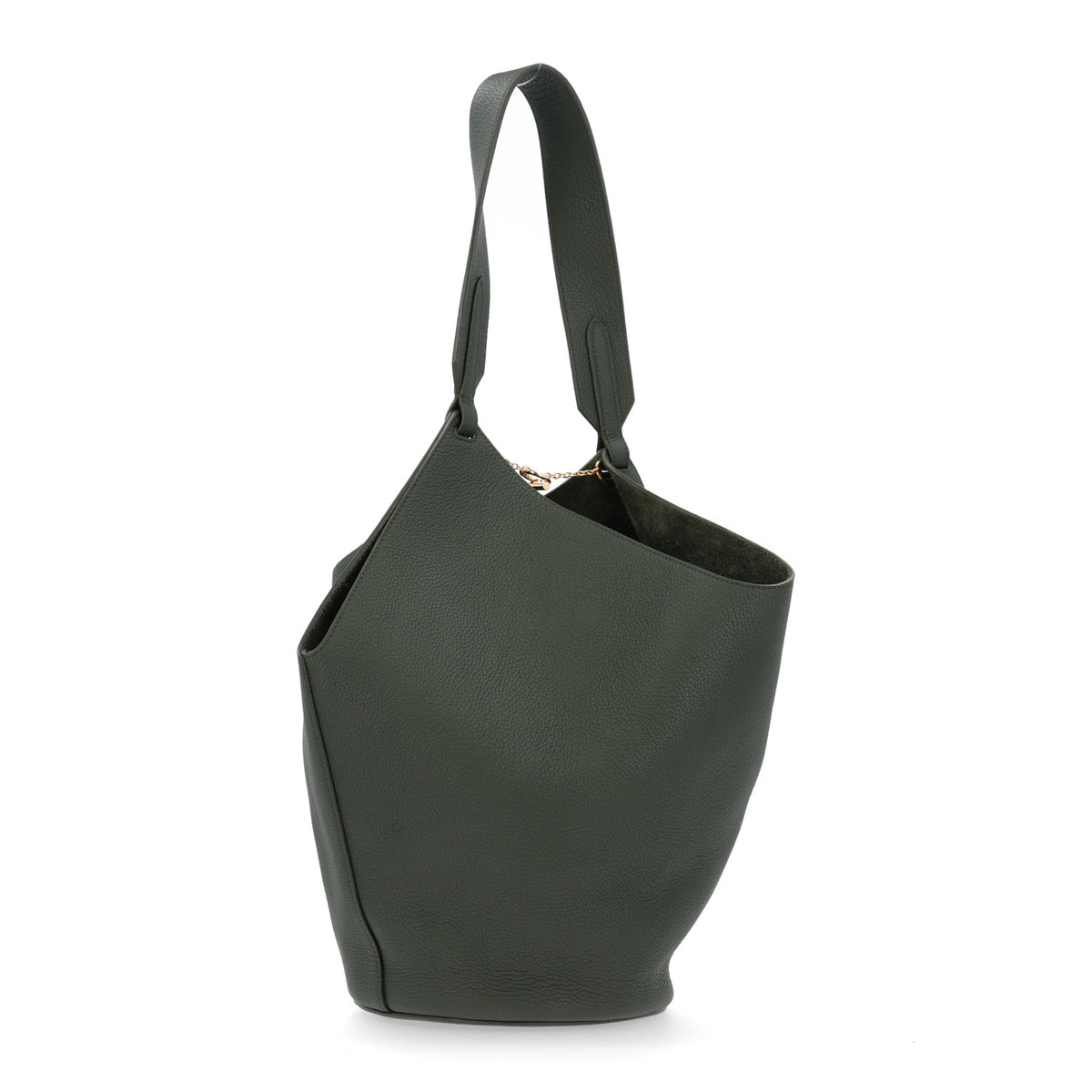 Khaite Pebbled Sport Calfskin Small Lotus Tote Bottle Green 3 of 9