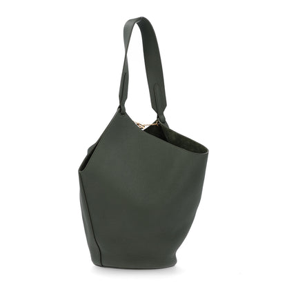 Khaite Pebbled Sport Calfskin Small Lotus Tote Bottle Green 3 of 9