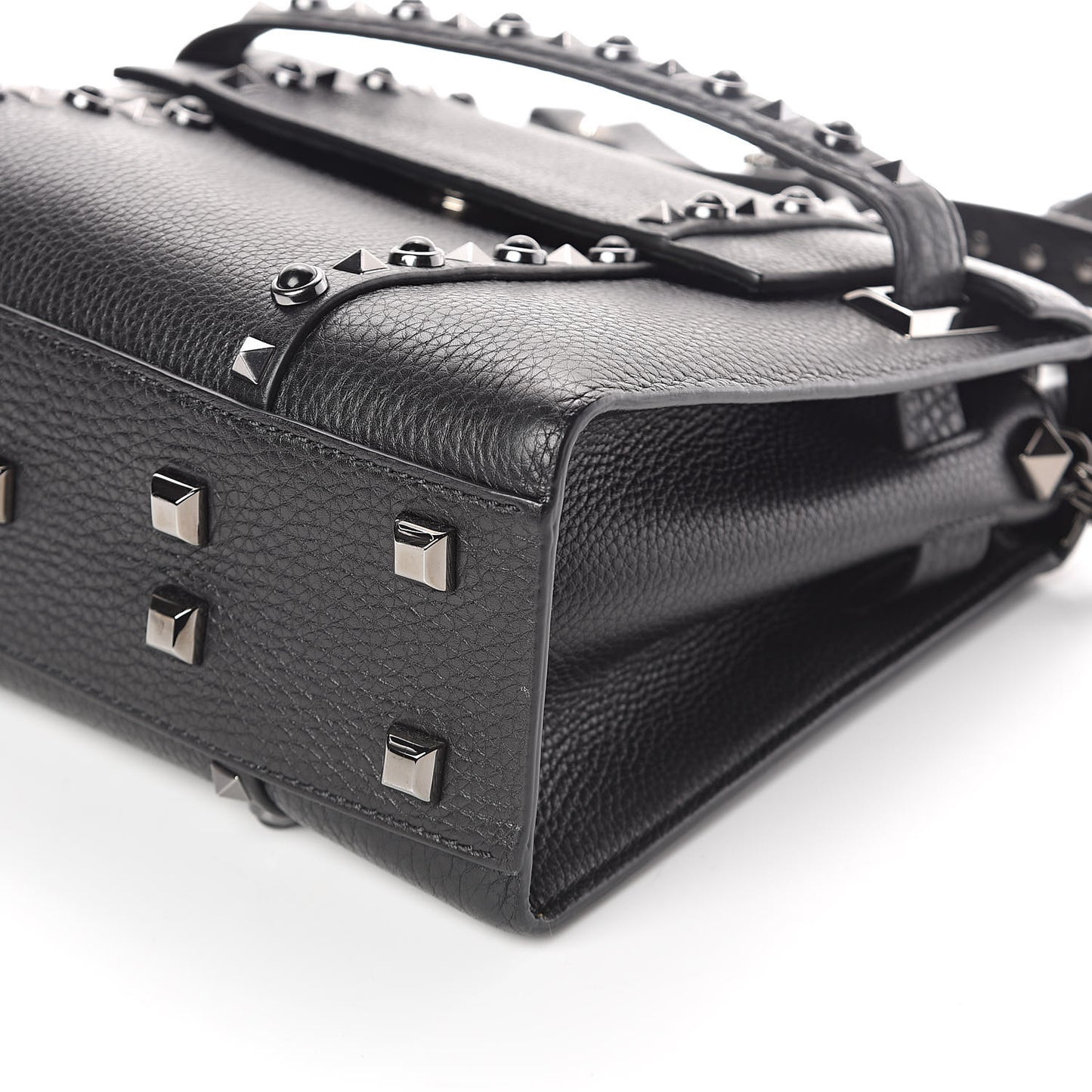Grainy Calfskin Onyx Small My Rockstud Rolling Frame Bag Black