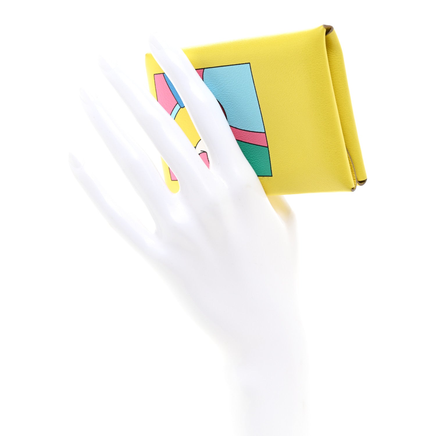 Hermes Swift Compact Selle En Desordre Print Calvi Duo Card Case Lime 2 of 7