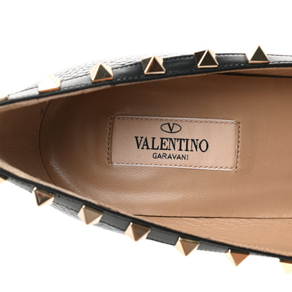 Valentino Garavani Pebbled Calfskin Rockstud 100mm Pumps 38 Black 7 of 8