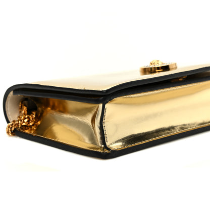 Versace Patent Metallic Crystal Medusa Clutch On Chain Gold 7 of 8