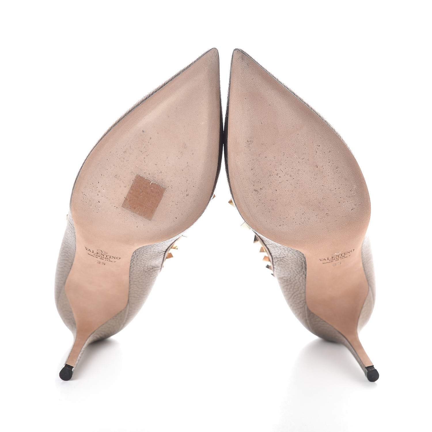 Valentino Garavani Metallic Pebbled Calfskin Rockstud 85mm Pumps 39 Sasso Poudre 7 of 8