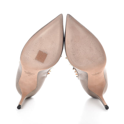 Valentino Garavani Metallic Pebbled Calfskin Rockstud 85mm Pumps 39 Sasso Poudre 7 of 8