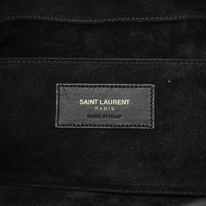 Saint Laurent Suede Calfskin Small Emmanuelle Fringe Bucket Bag Black 5 of 9