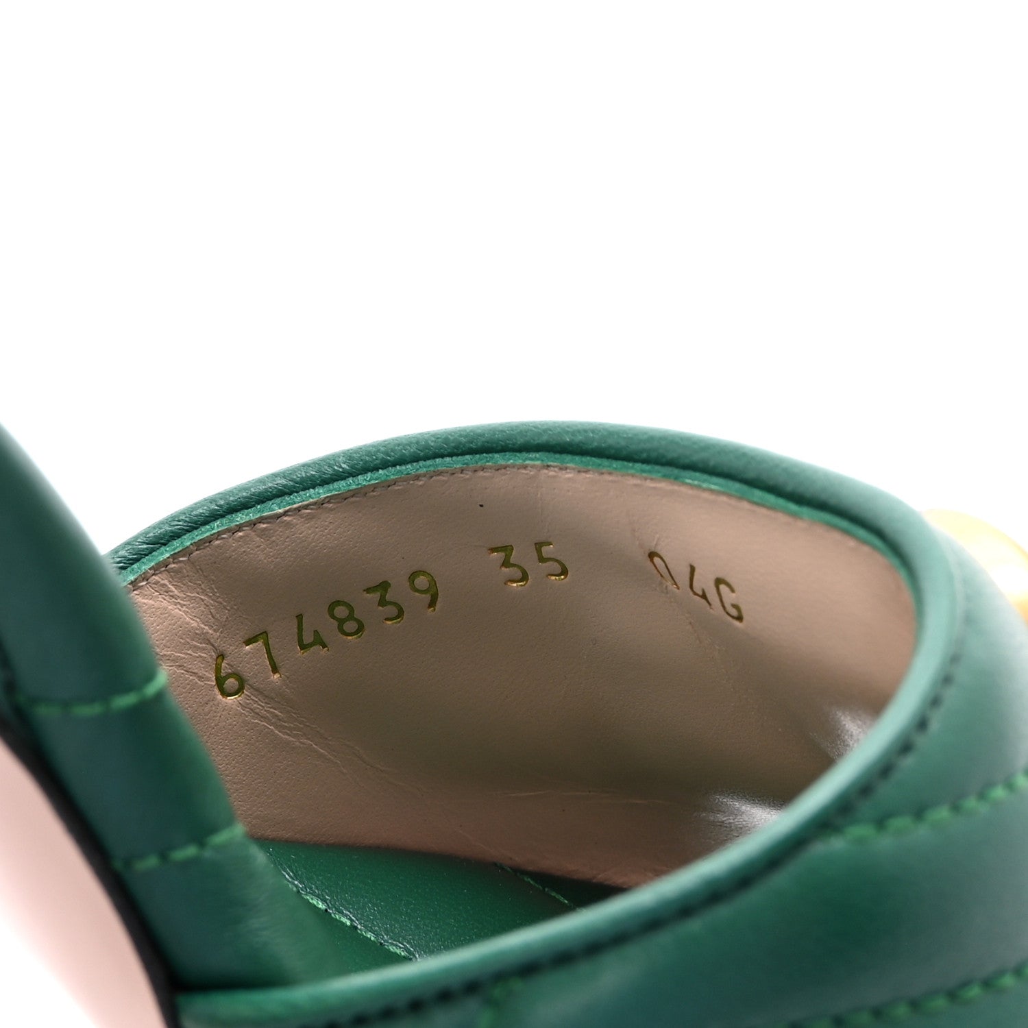 Gucci Nappa Matelasse GG Marmont 75mm Slide Sandals 35 Emerald 9 of 10