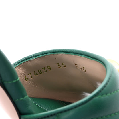 Gucci Nappa Matelasse GG Marmont 75mm Slide Sandals 35 Emerald 9 of 10