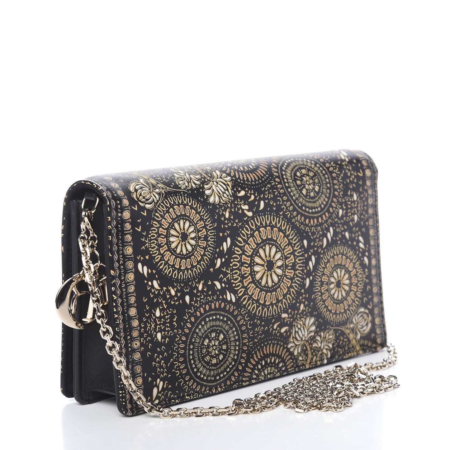 Printed Calfskin Animals Chain Pouch Brown Multicolor