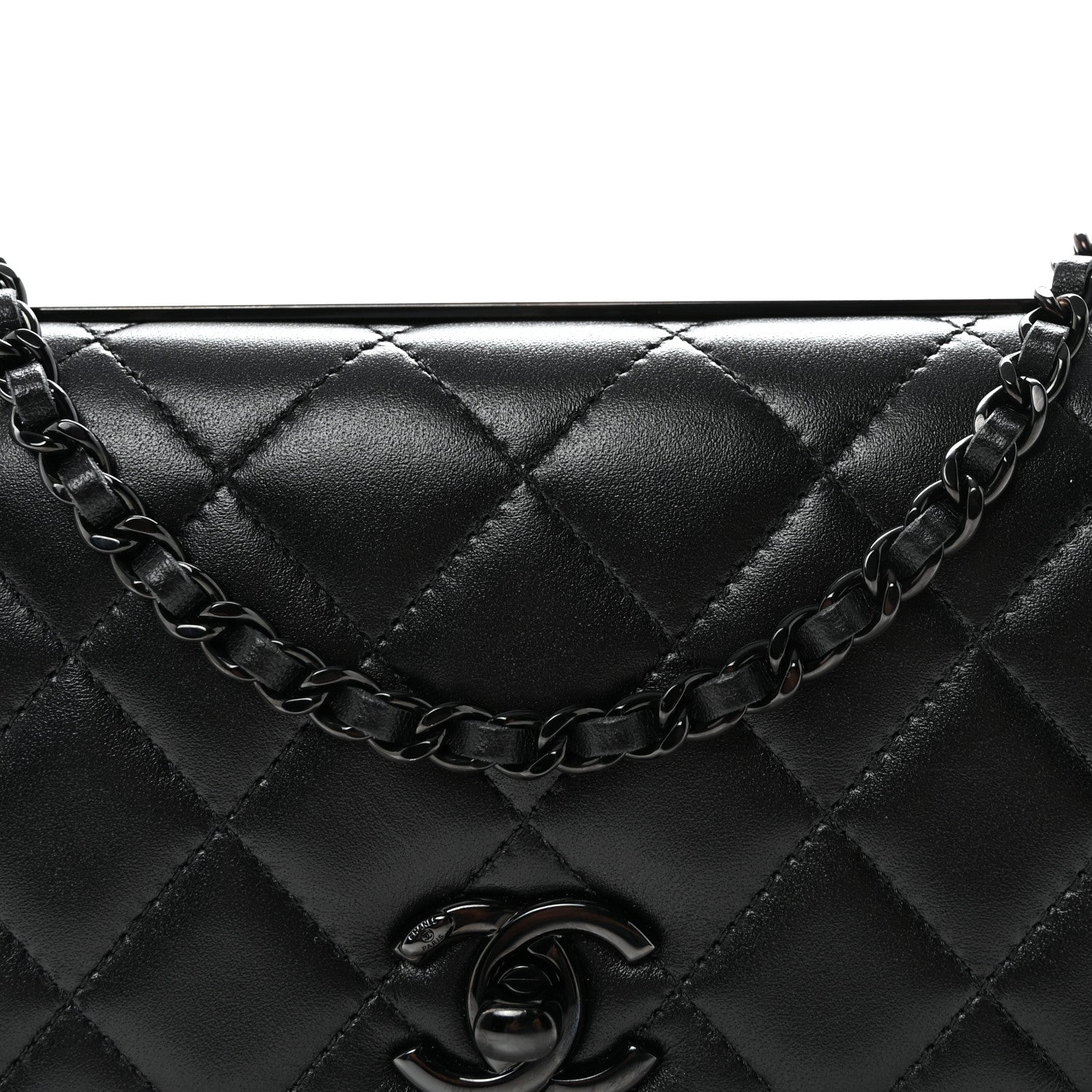 Chanel Lambskin Quilted Trendy CC Wallet On Chain WOC So Black 9 of 11