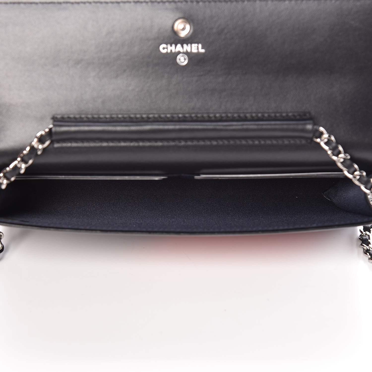 Chanel Lambskin Airlines Wallet On Chain WOC Blue Black Red 6 of 12