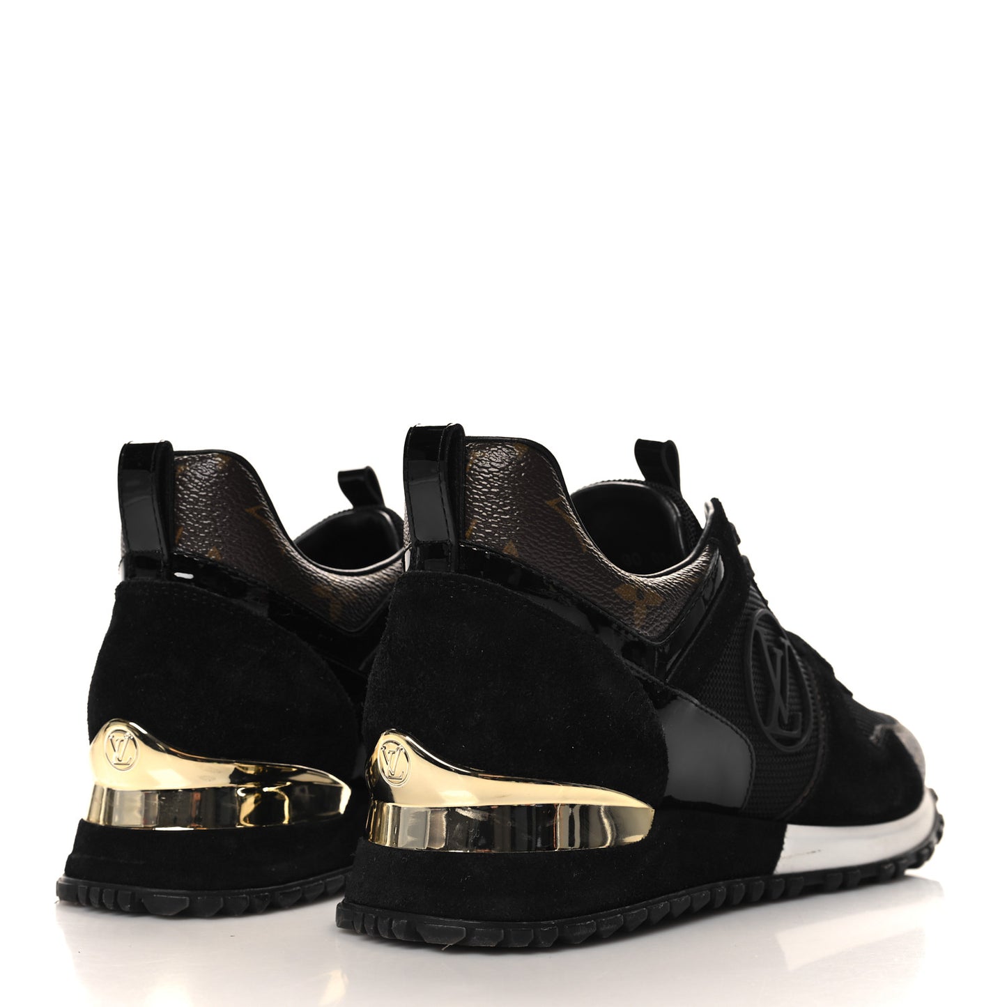 Suede Monogram Run Away Sneakers 37 Black