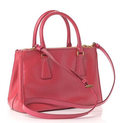 Prada Saffiano Vernice Mini Galleria Double Zip Tote Peonia 2 of 10