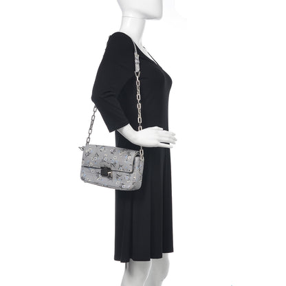 Prada Soft Saffiano Floral Print Sound Shoulder Bag Acciaio 2 of 13
