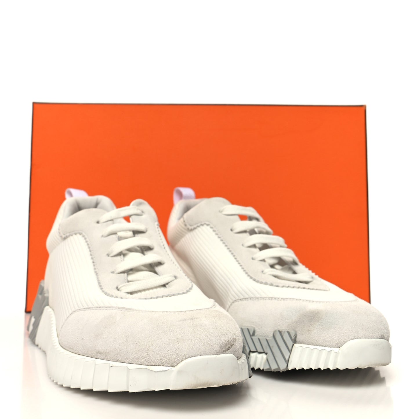 Goatskin Suede Mens Bouncing Sneakers 41 White