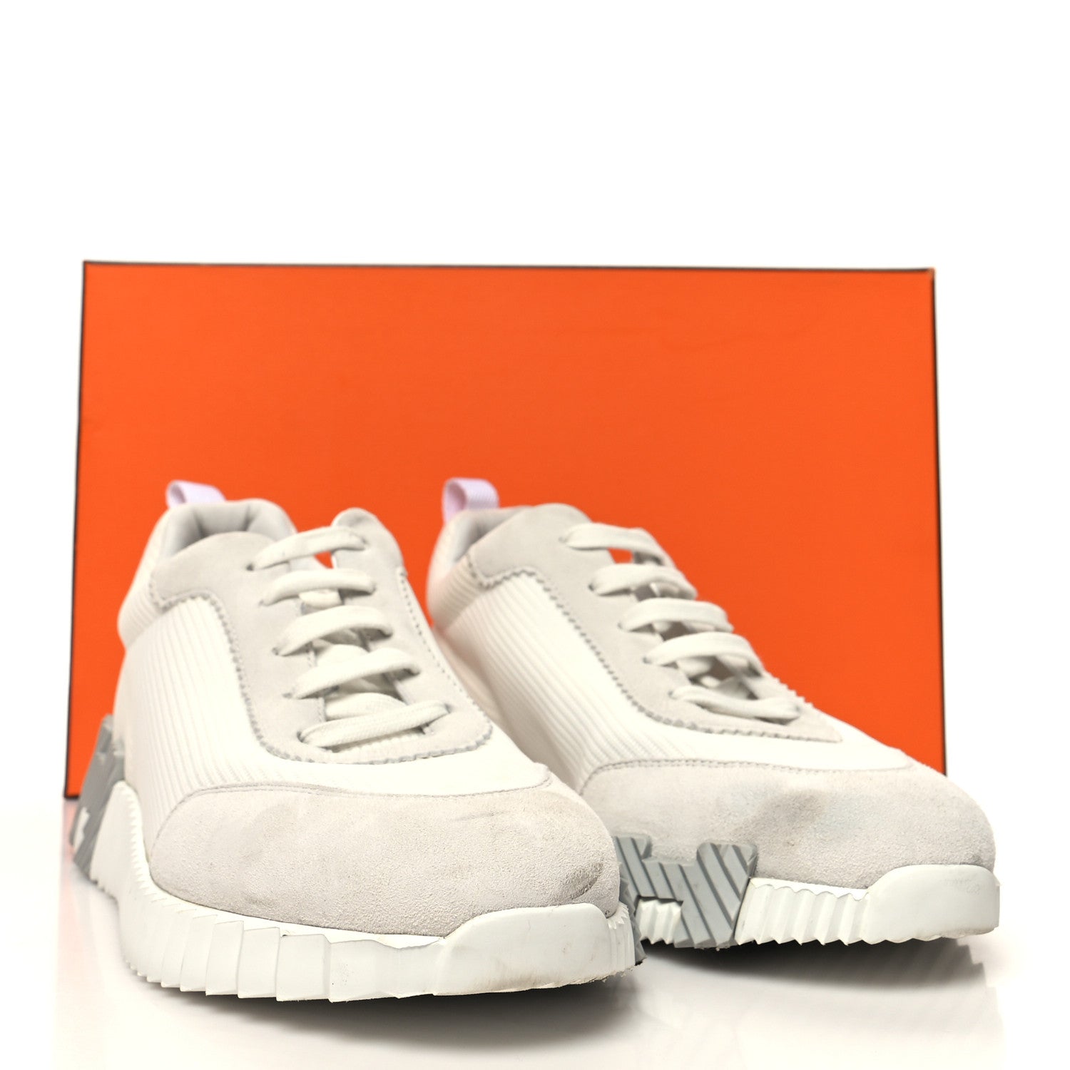 Hermes Goatskin Suede Mens Bouncing Sneakers 41 White 9 of 9