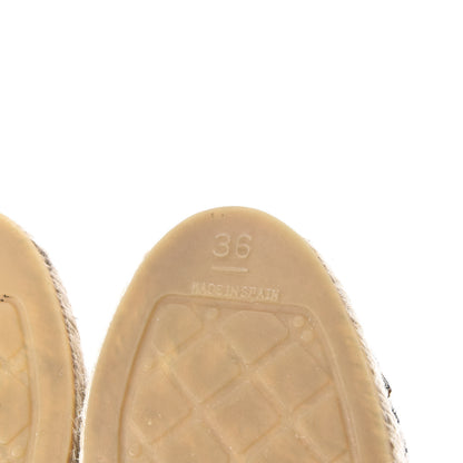 Chanel Tweed Grosgrain CC Espadrilles 36 Black Navy White 9 of 11