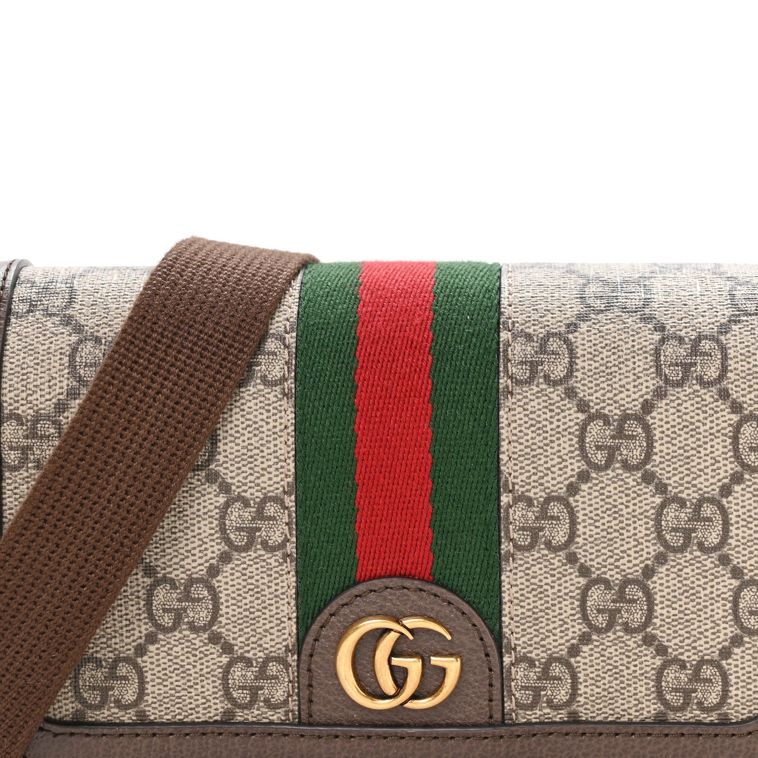 Gucci GG Supreme Monogram Web Mini Ophidia Flap Shoulder Bag Brown 8 of 11