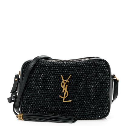 Saint Laurent Raffia Canvas Monogram Lou Camera Bag Black 1 of 12