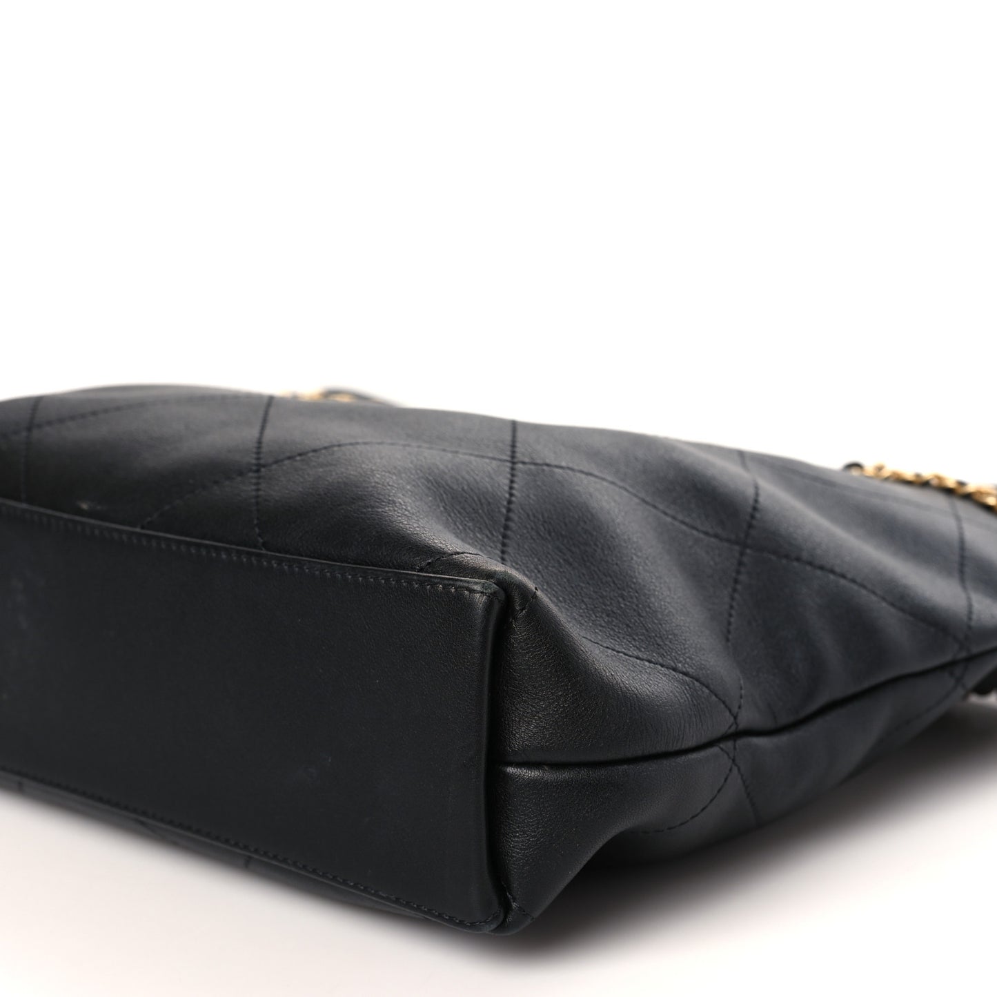 Calfskin Stitched Small Shopping Tote Black