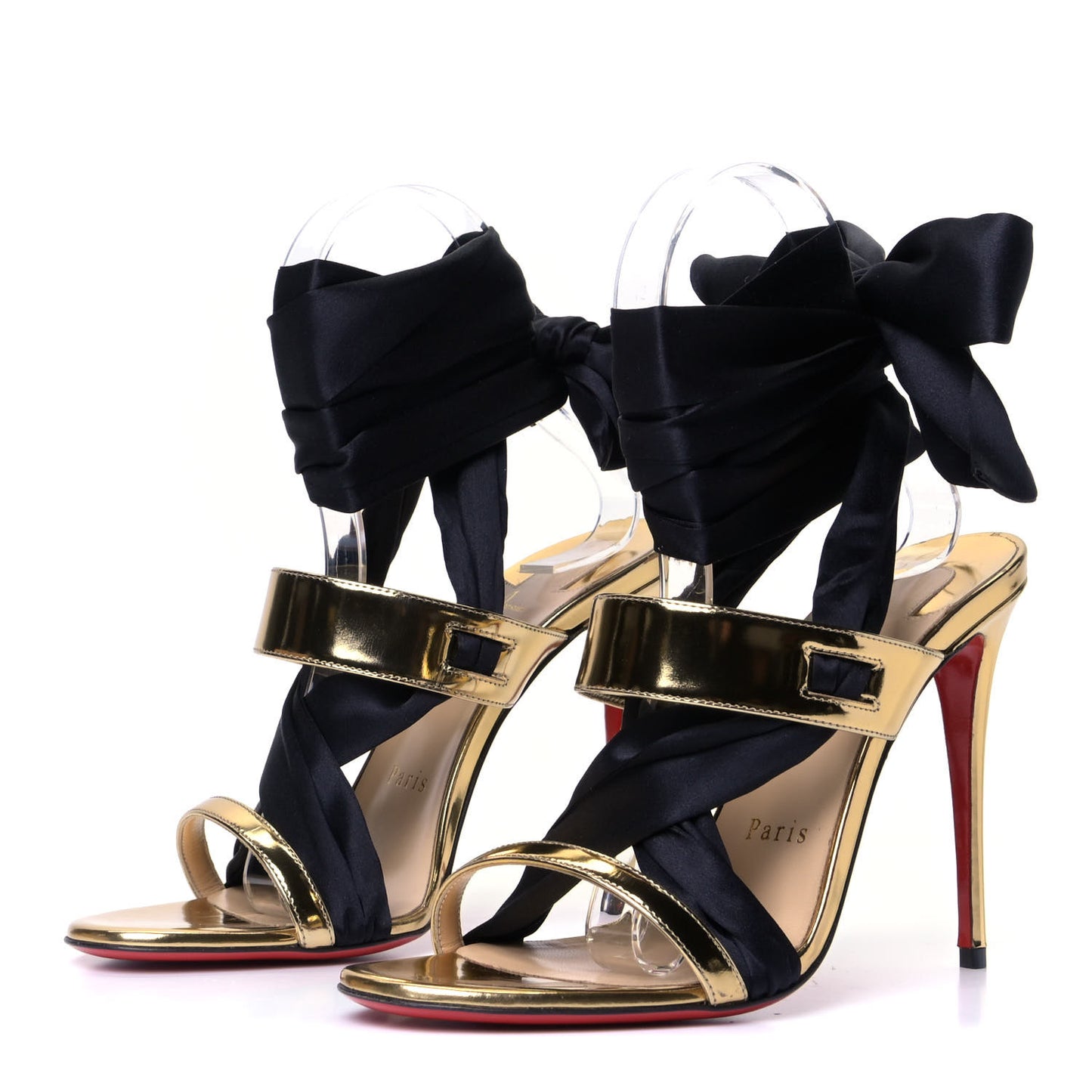 Specchio Crepe Foulard Cheville 100 Sandals 37 Gold Black